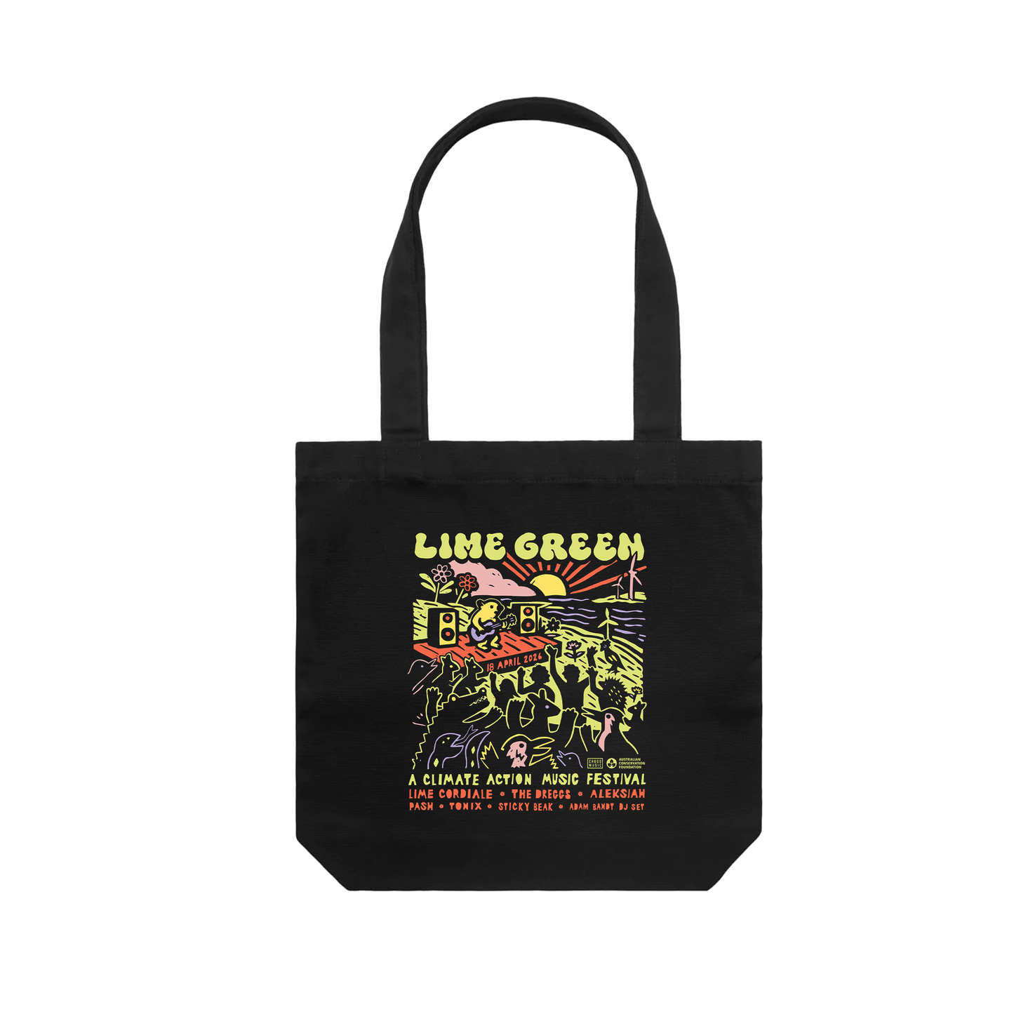 Lime Green Festival Tote
